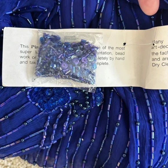 Vintage 80s 100% Silk Beaded Sequin Top Women 26 Long Sleeve Party Cocktail VTG - Picture 11 of 15